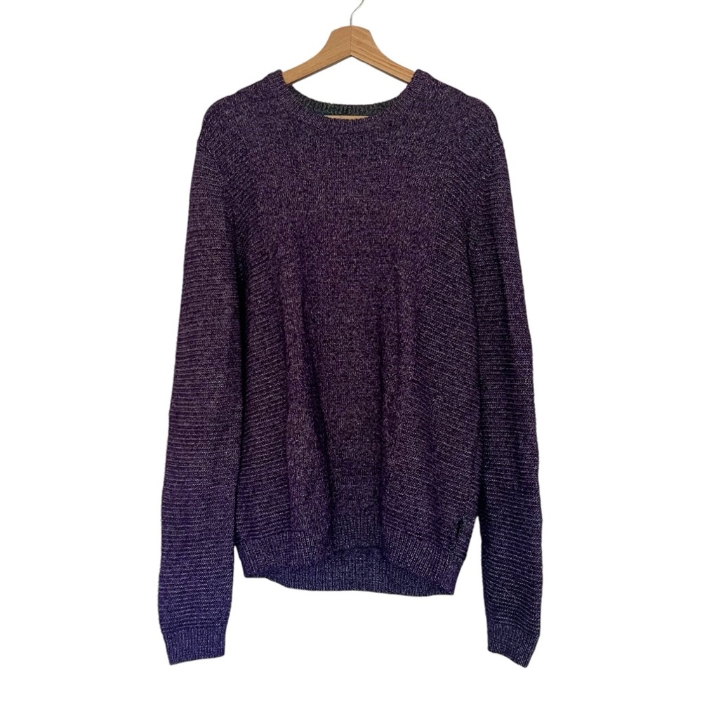 Ted Baker London Knit Purple Men’s Ribbed Crewneck Fall Sweater Size 5 / XL